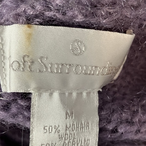 Soft Surroundings Sweater Womens Size M Purple Mohair Blend Hooded Cardigan - Picture 4 of 6